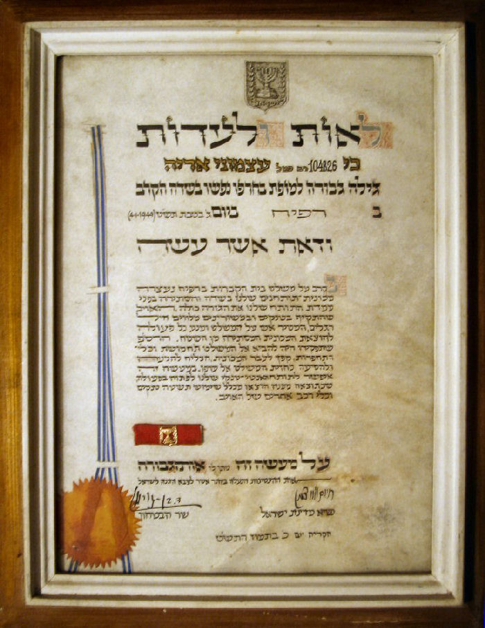 אות גיבור ישראלאריה עצמוני